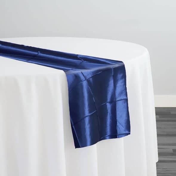 4″ Pintuck Taffeta Table Runner in Navy | Rental