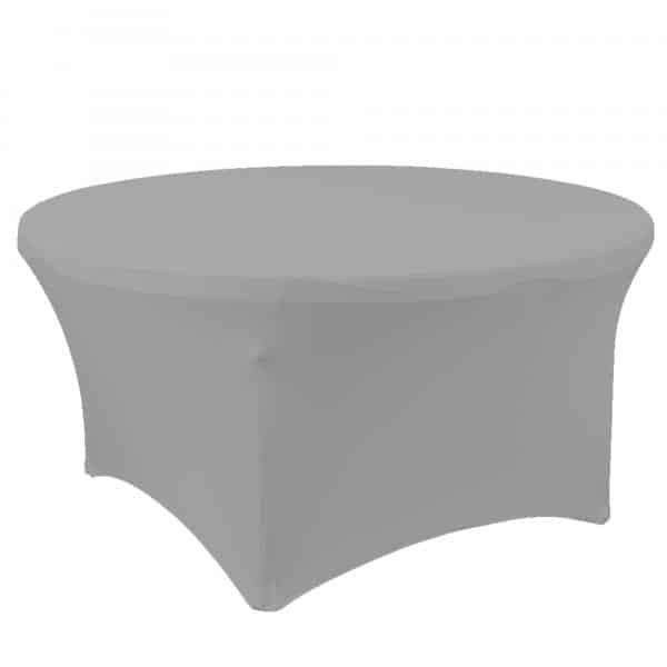 Decostar™ Spandex Round Table Cover 60″ – Silver | Rental Decostar™ Spandex Round Table Cover 60″ – Silver | Rental