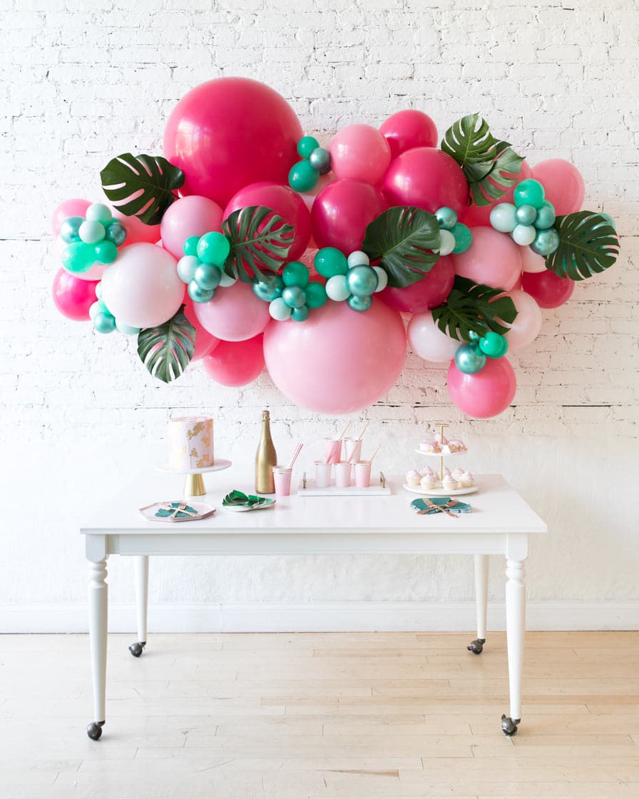 Flamingo Fling – Backdrop Balloon Garland Install Piece with Greenery – 6ft | Rental Flamingo Fling – Backdrop Balloon Garland Install Piece with Greenery – 6ft | Rental