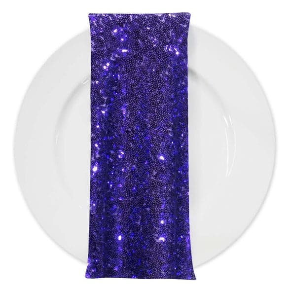 Glitz Sequins (w/ Poly Lining) Table Napkin in Purple | Rental Glitz Sequins (w/ Poly Lining) Table Napkin in Purple | Rental