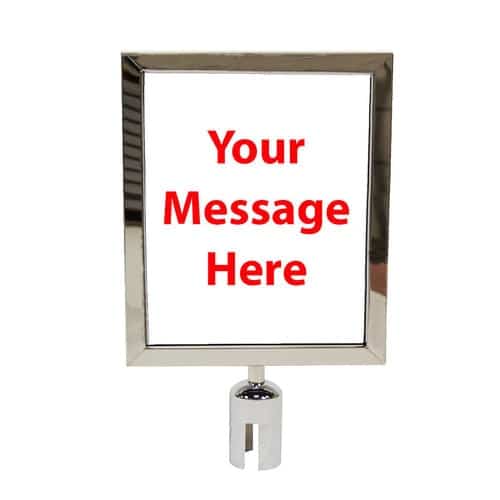 Part – 8″ x 11.5″ Chrome Retractable Metal Stanchion Vertical Sign Holder | Rental Part – 8″ x 11.5″ Chrome Retractable Metal Stanchion Vertical Sign Holder | Rental