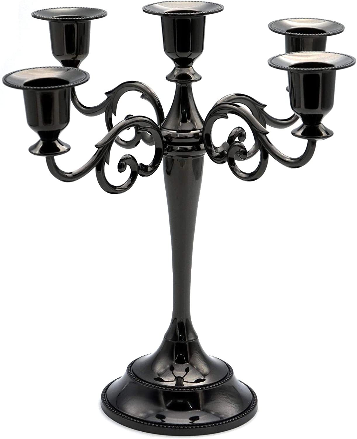 5-Candle Metal Candelabra Candlestick Holders 10.6 inch Tall Candle Holder Wedding Event Candelabra Candle Stand (Black Candelabra) | Rental 5-Candle Metal Candelabra Candlestick Holders 10.6 inch Tall Candle Holder Wedding Event Candelabra Candle Stand (Black Candelabra) | Rental