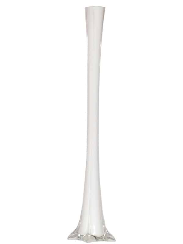 32″ White Glass Eiffel Tower Vase | Rental 32″ White Glass Eiffel Tower Vase | Rental