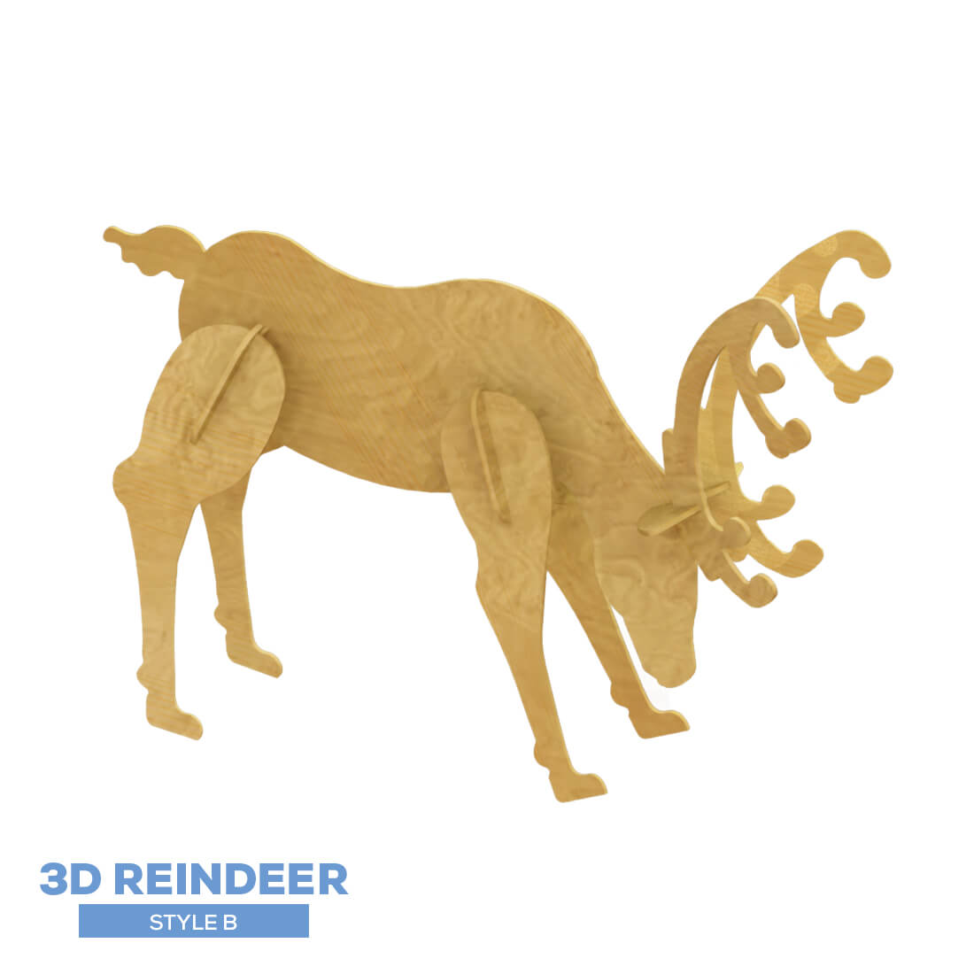 Collapsible 3D Wood Reindeer – Style B | Rental