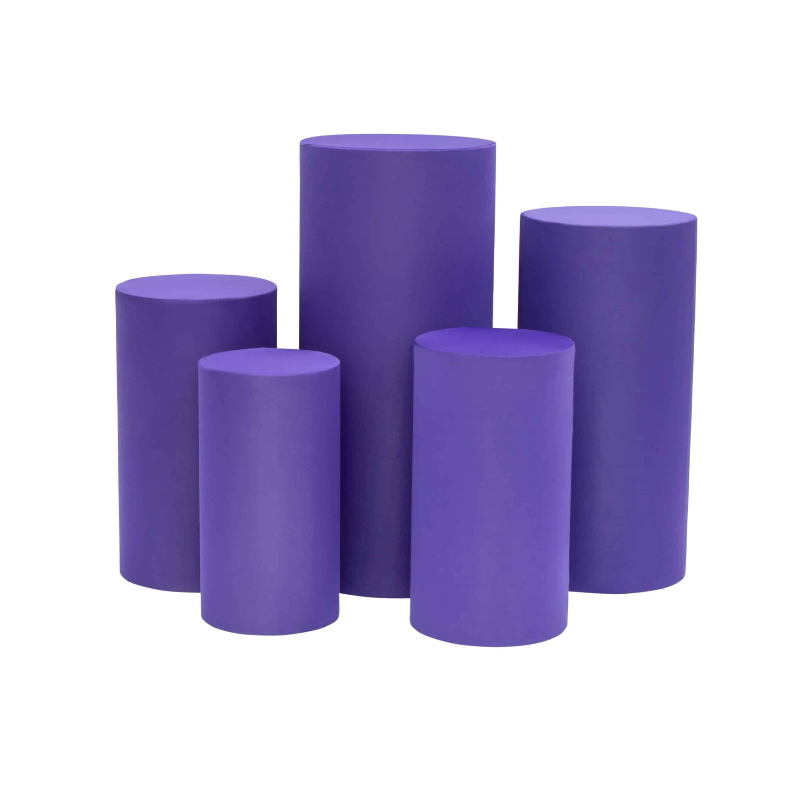 Spandex Pillar Covers for Metal Cylinder Pedestal Stands 5 pcs/set – Purple | Rental