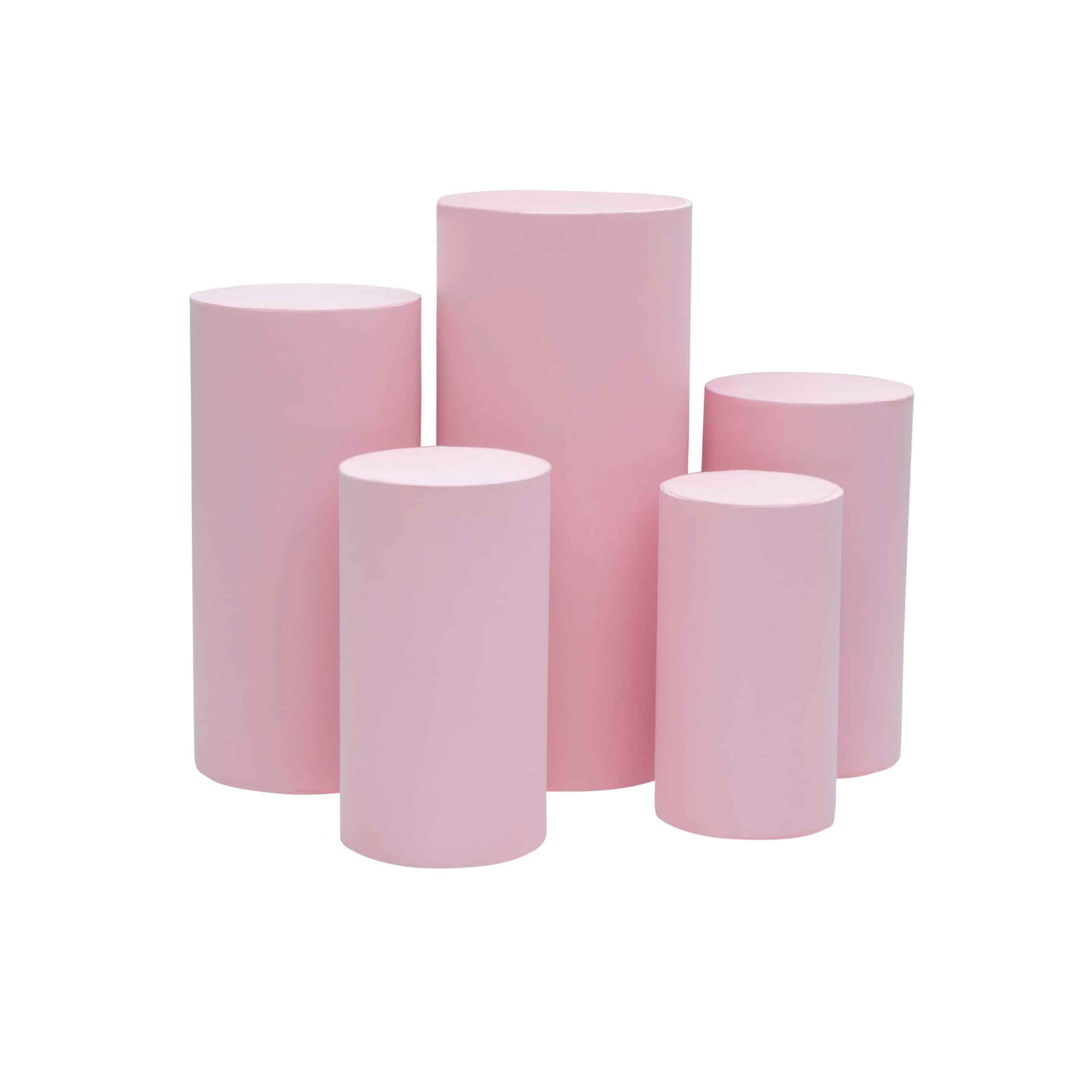 Spandex Pillar Covers for Metal Cylinder Pedestal Stands 5 pcs/set – Pink | Rental Spandex Pillar Covers for Metal Cylinder Pedestal Stands 5 pcs/set – Pink | Rental