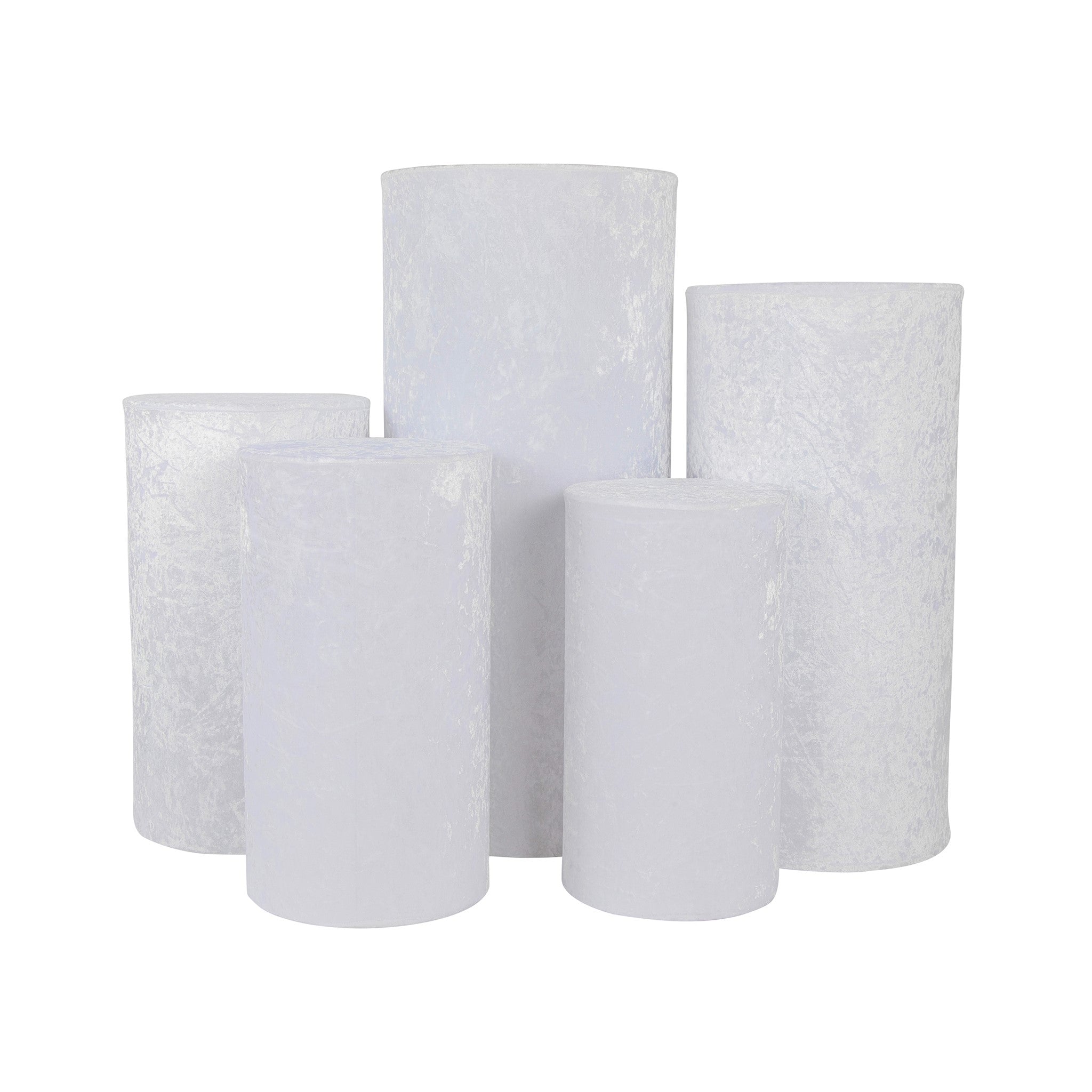 Velvet Covers for Metal Cylinder Pedestal Stands 5 pcs/set – White | Rental