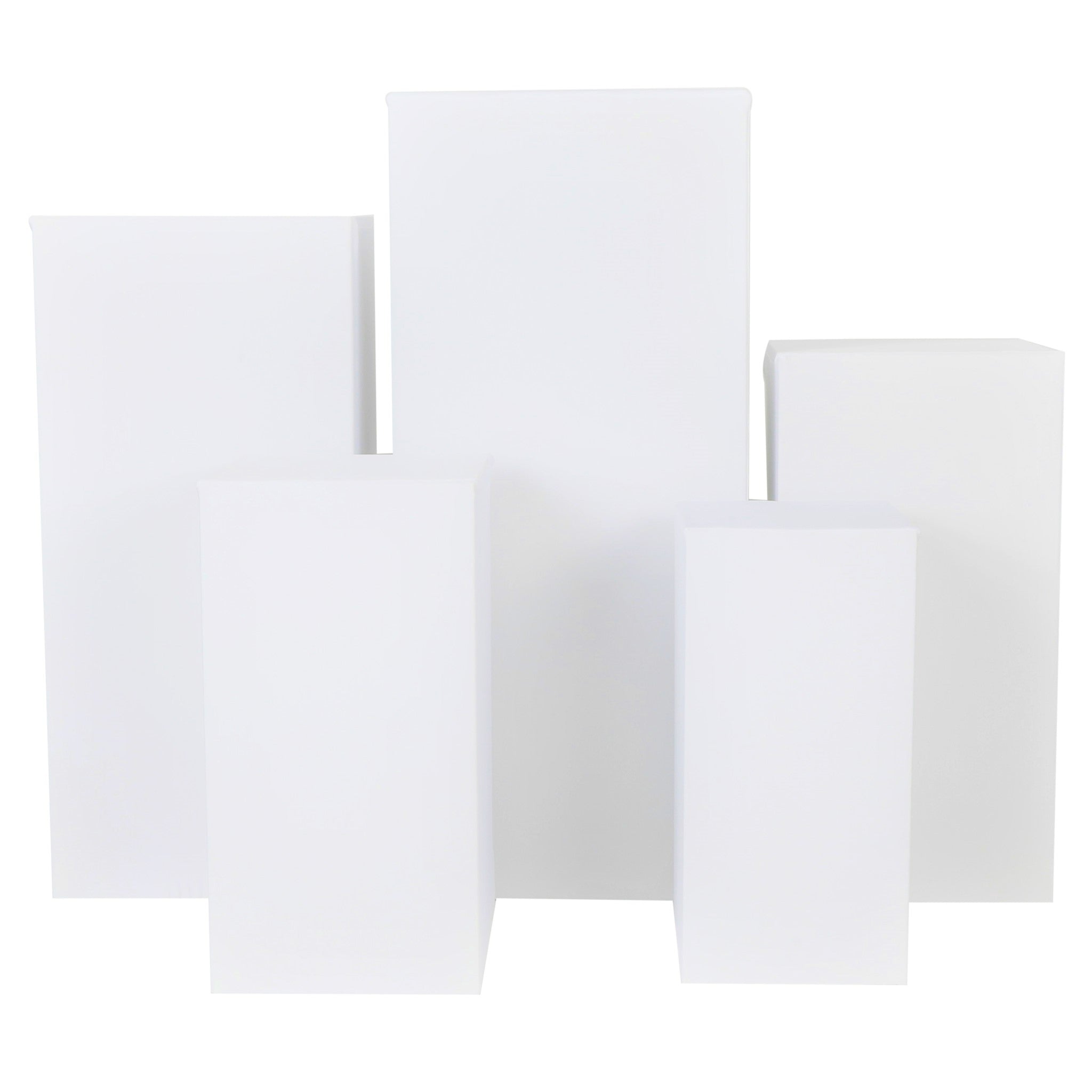 Spandex Covers for Square Metal Pillar Pedestal Stands 5 pcs/set – White | Rental Spandex Covers for Square Metal Pillar Pedestal Stands 5 pcs/set – White | Rental