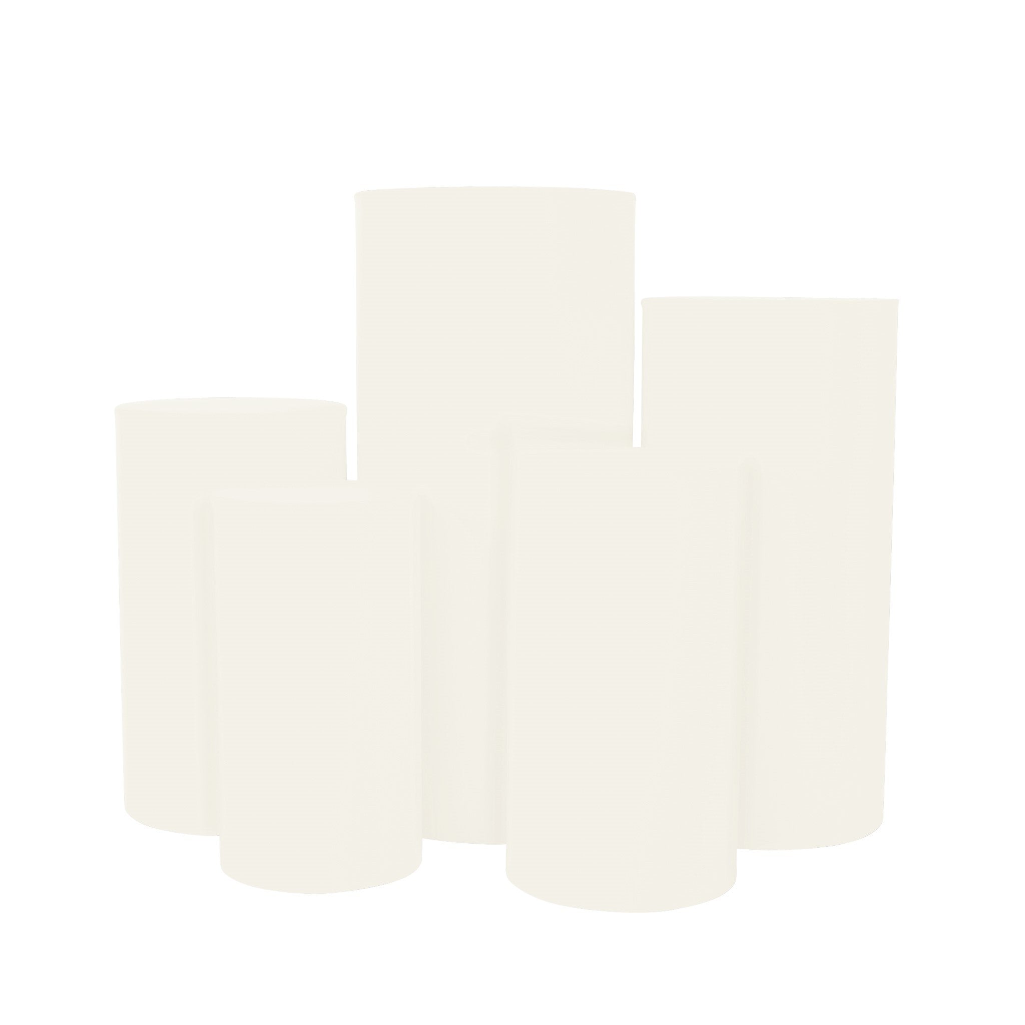 Spandex Pillar Covers for Metal Cylinder Pedestal Stands 5 pcs/set – Ivory | Rental Spandex Pillar Covers for Metal Cylinder Pedestal Stands 5 pcs/set – Ivory | Rental