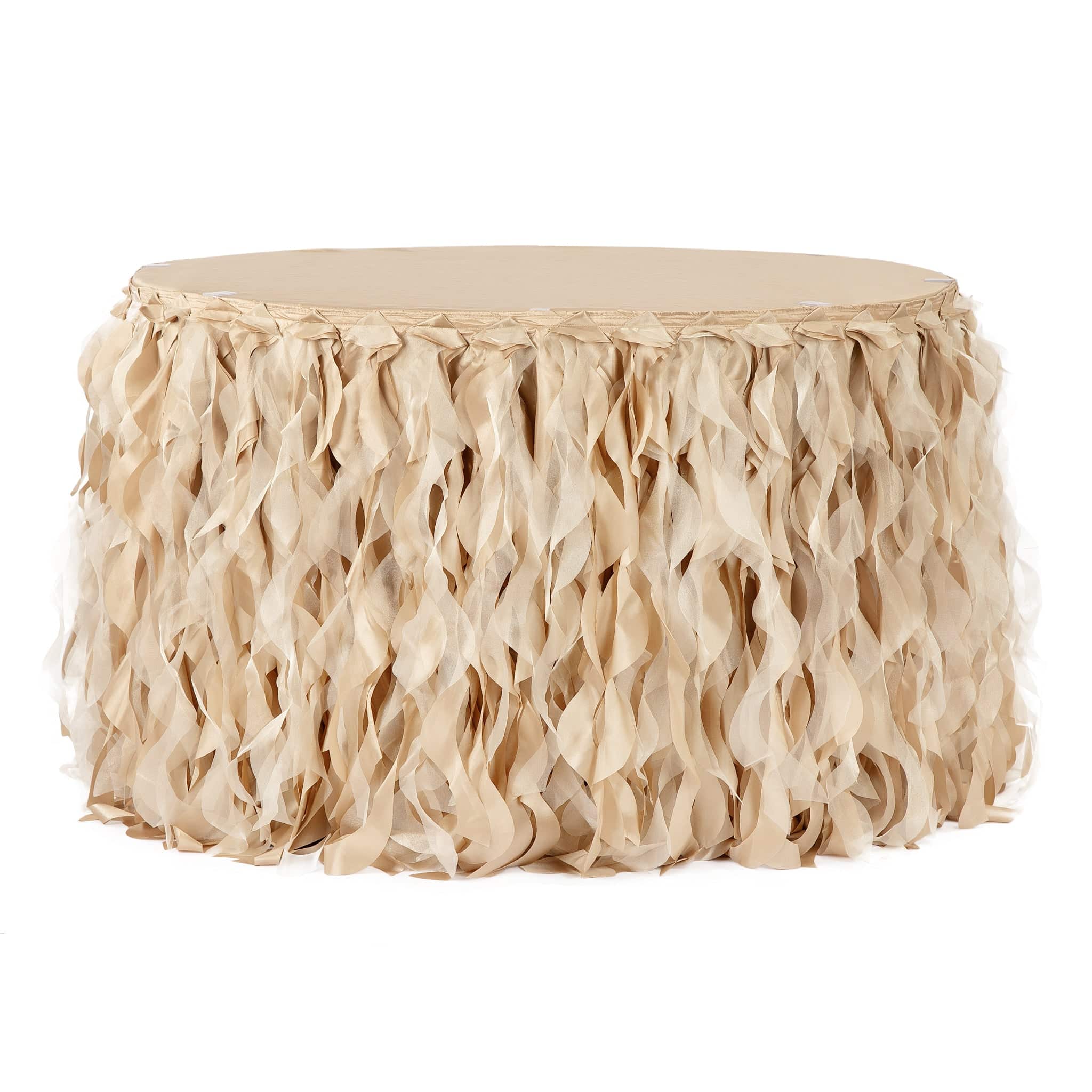 Curly Willow 17ft Table Skirt – Champagne | Rental Curly Willow 17ft Table Skirt – Champagne | Rental