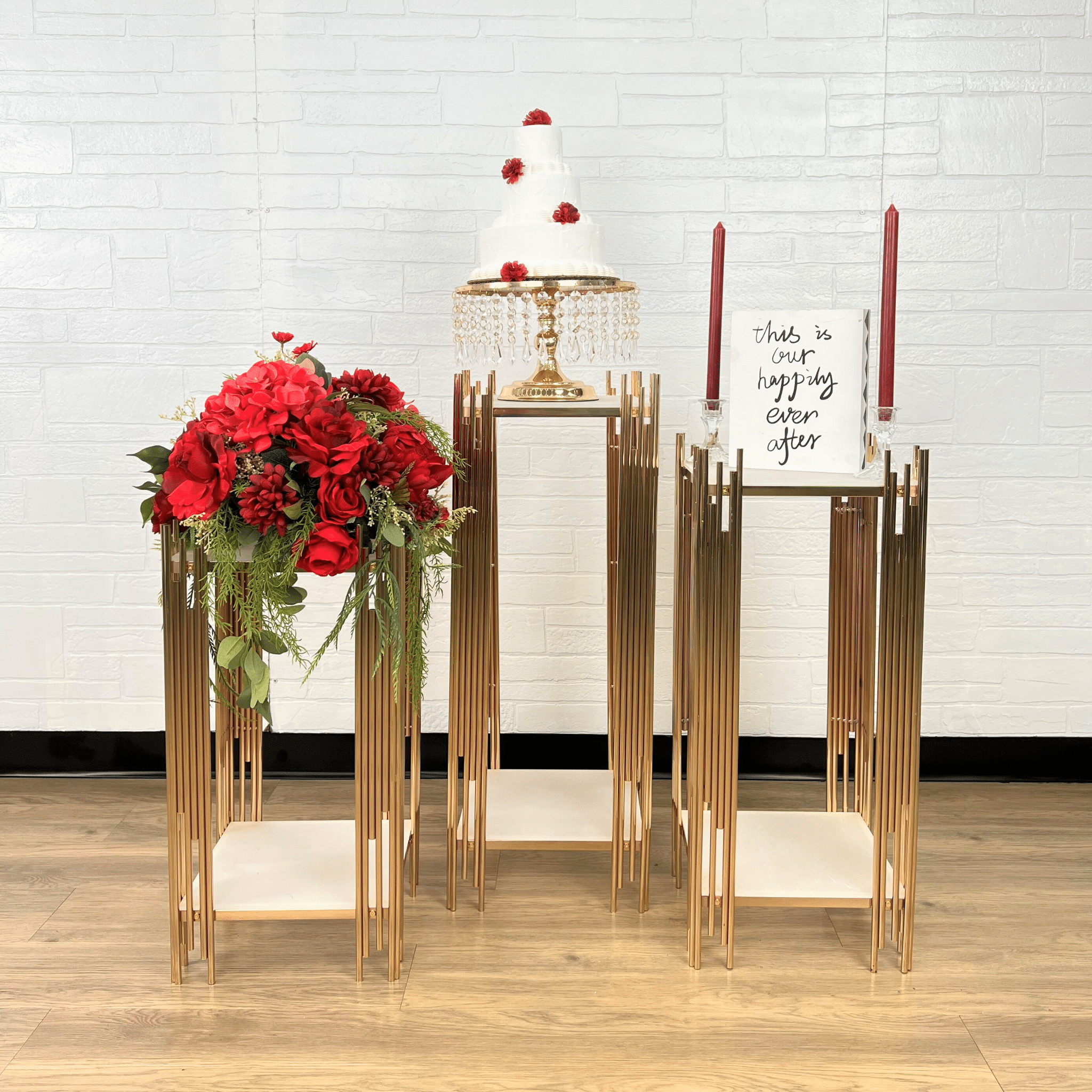3 pcs of Gold Plinths Square Display Stand | Rental 3 pcs of Gold Plinths Square Display Stand | Rental