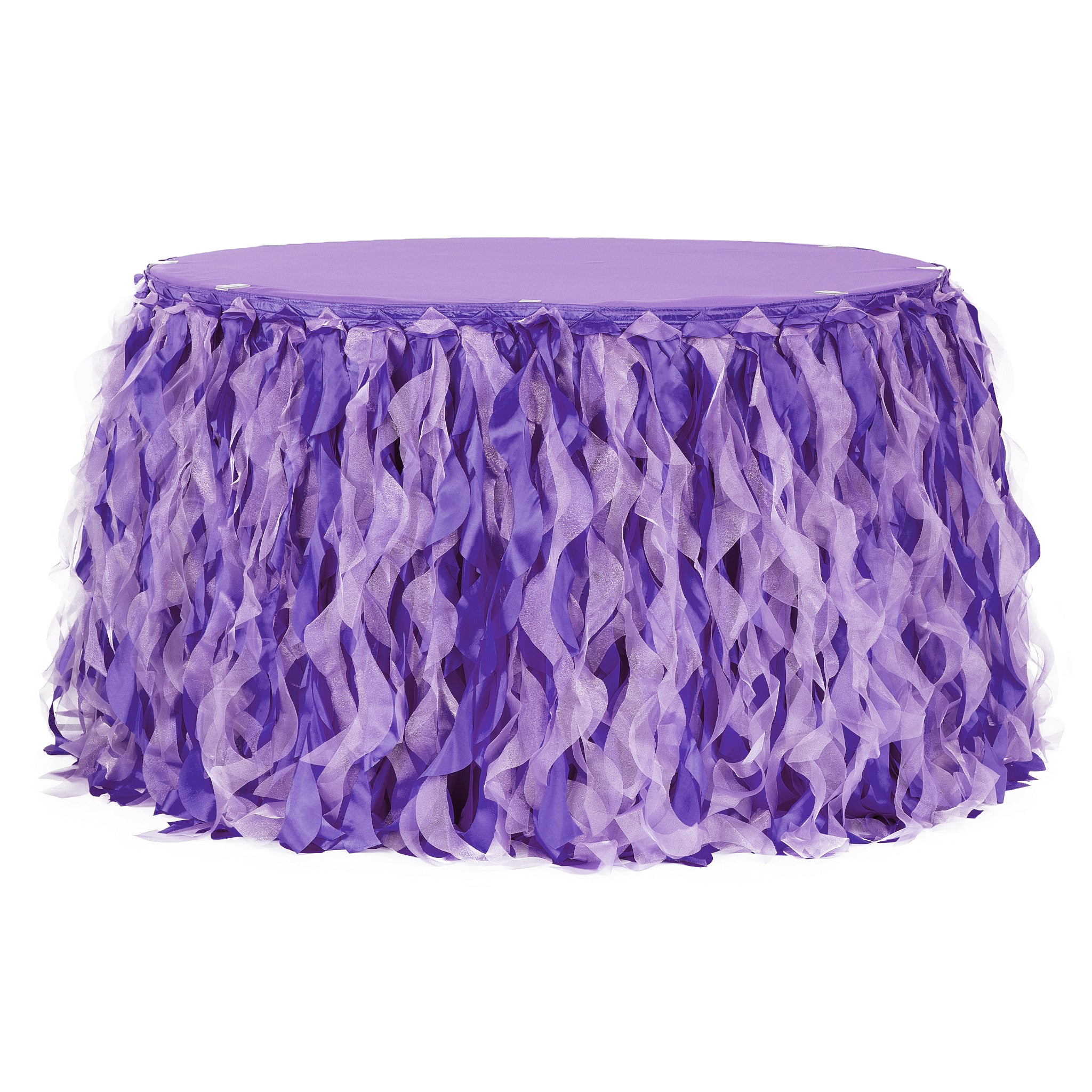 Curly Willow 17ft Table Skirt – Purple | Rental Curly Willow 17ft Table Skirt – Purple | Rental