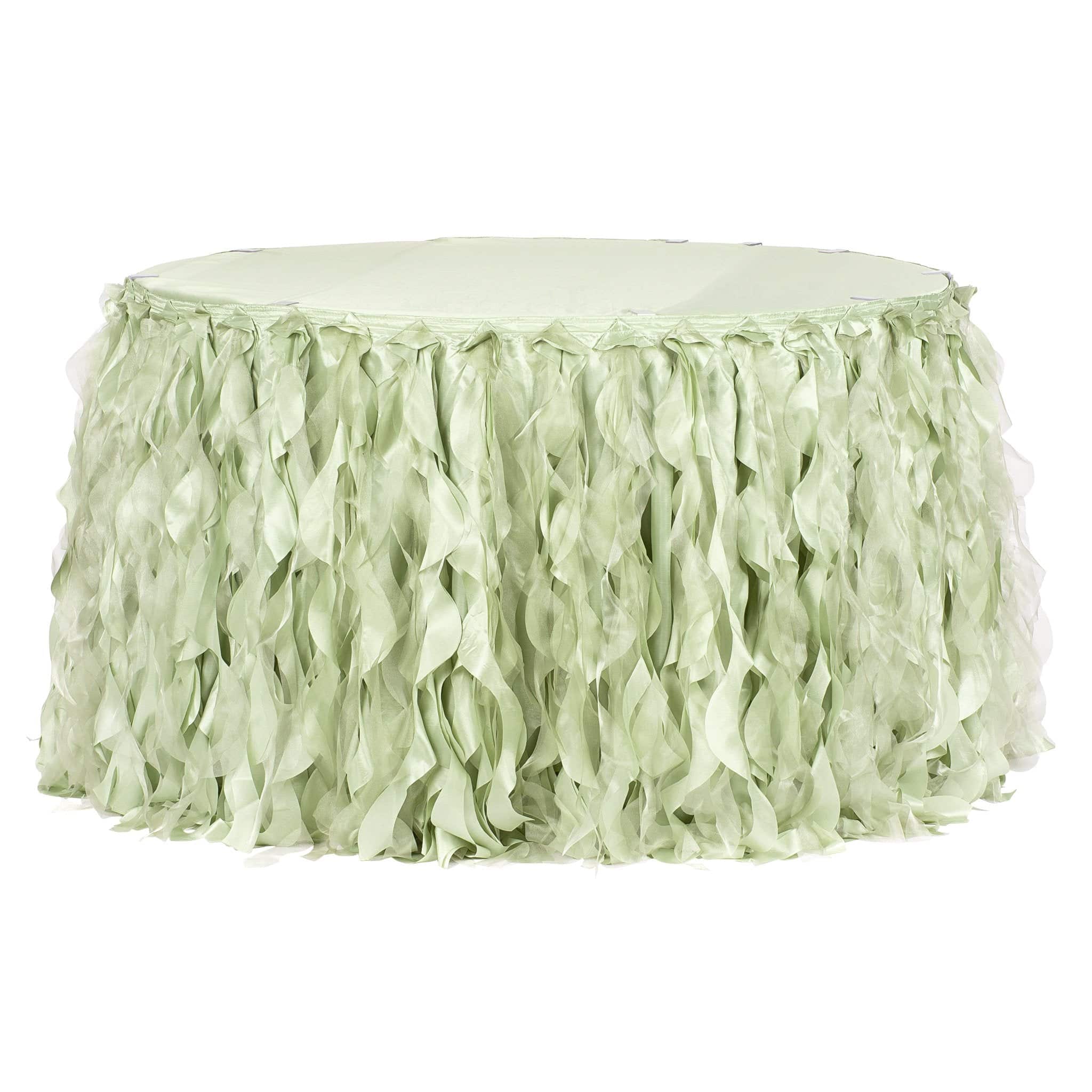 Curly Willow 14ft Table Skirt – Sage Green | Rental Curly Willow 14ft Table Skirt – Sage Green | Rental
