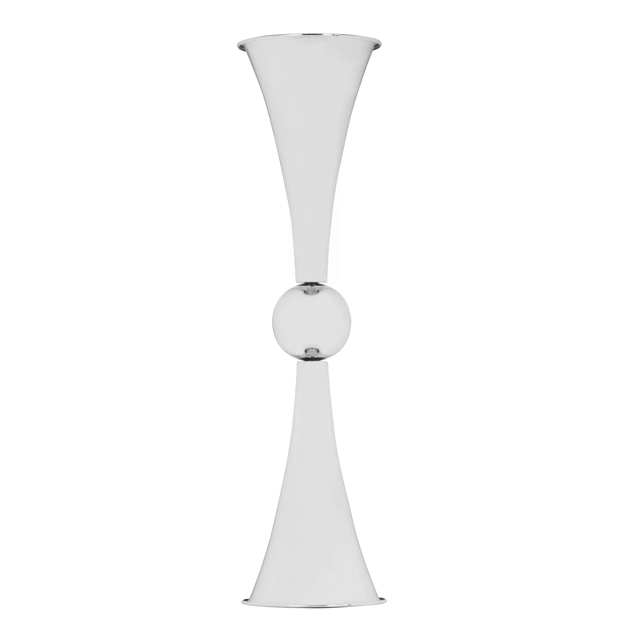 Metallic Reversible Riser Flower Centerpiece Vase 28″ Tall – Silver | Rental Metallic Reversible Riser Flower Centerpiece Vase 28″ Tall – Silver | Rental