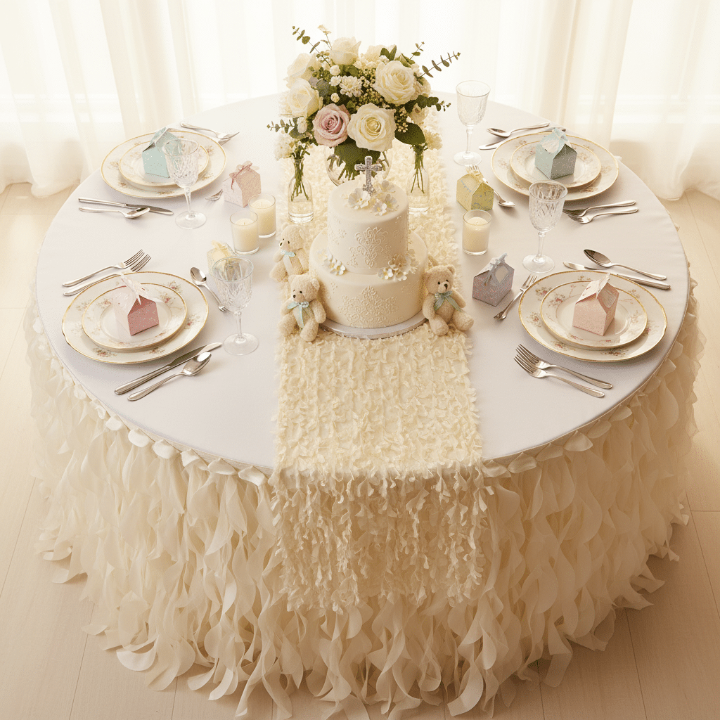 Curly Willow 17ft Table Skirt – Ivory | Rental Curly Willow 17ft Table Skirt – Ivory | Rental