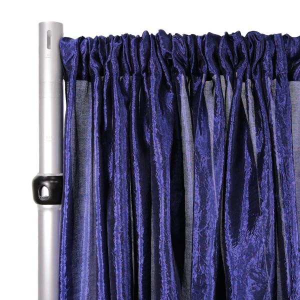 *FR* Extra Wide Crushed Taffeta “Tergalet” Drape Panel by Eastern Mills 9ft Wide w/ 4″ Sewn Rod Pocket – Navy | Rental *FR* Extra Wide Crushed Taffeta “Tergalet” Drape Panel by Eastern Mills 9ft Wide w/ 4″ Sewn Rod Pocket – Navy | Rental