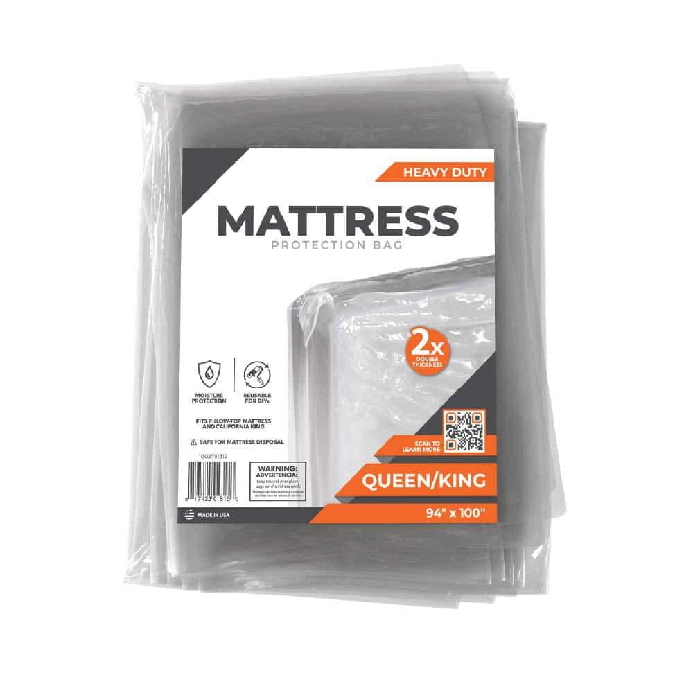 Pratt Retail Specialties — Queen/King Heavy Duty Disposable Mattress Bag, 100 in. x 94 in. x 14 in. | Rental