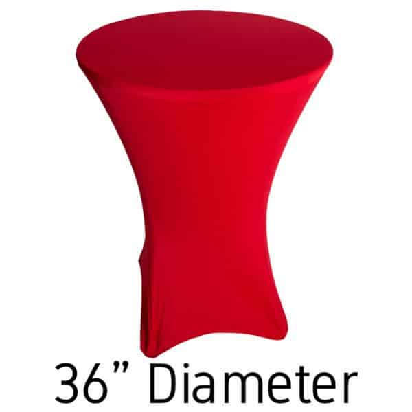 200 GSM Grade A Quality Spandex Hi-Boy Table Cover – Red – Cocktail Table – 36″ Diameter | Rental